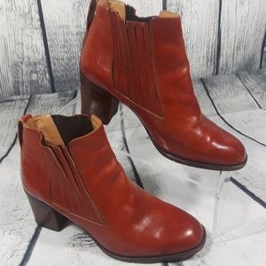 Bally Brown Leather Ankle Boot Block Heel Size 6 M